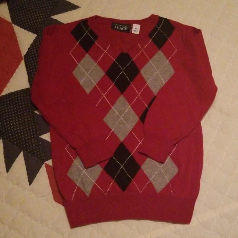 Boys red v neck sweater size 5t